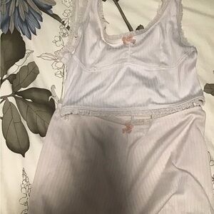 White Lace Trim Sleepwear Set